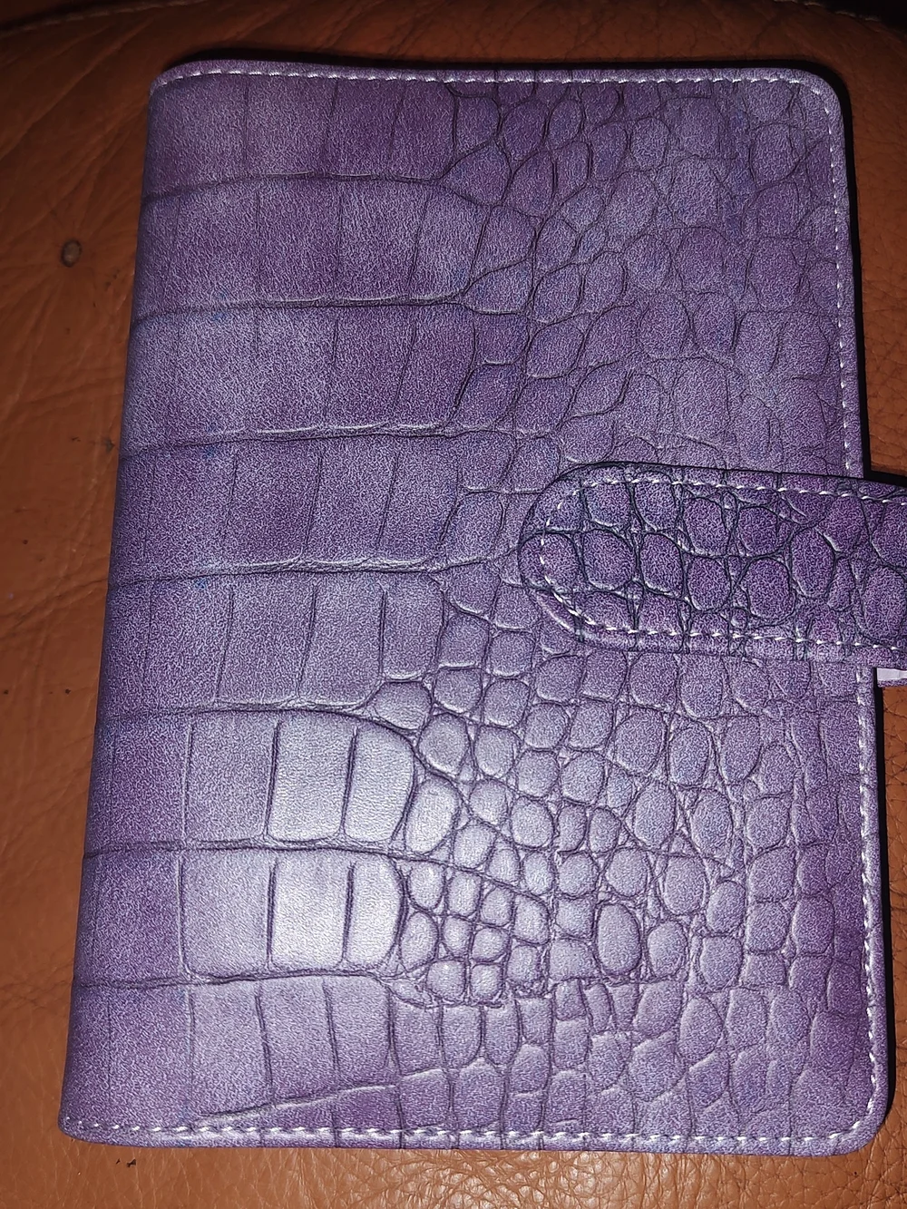 New! A6 Size Purple Croc-Embossed Binder/ Notebook With Mama Paper
